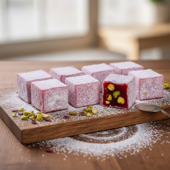 Turkish Delight with Pomegranate and Pistachio
