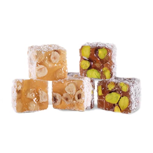 Koska Traditional Turkish Delight with Coconut, Pistachio and Hazelnut Flavored (Turkish Lokum) 250 gr