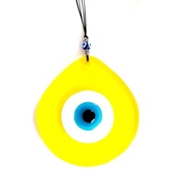Yellow Color Drop Pattern Evil Eye Beads Handmade Wall Ornament