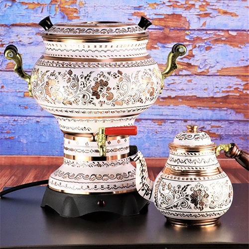 New Rose Flower Royal Lump Model Electric Copper Samovar 1461 order-min