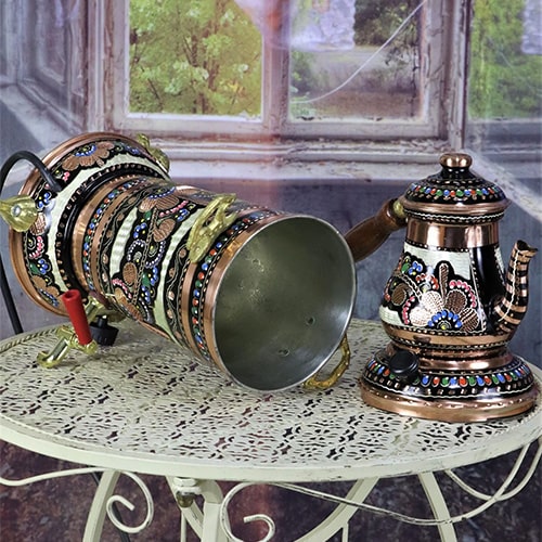 Rose Flower Electric Heat Adjustable Tiny Copper Samovar 1245