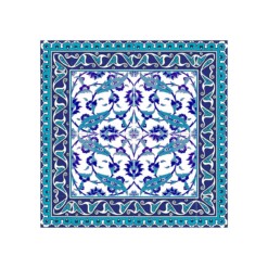 Blue and White Seljuk Patterned 60×60 cm Kutahya Style Ceramic Tile Set