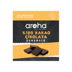 Gluten-Free – No Added Sugar – Vegan 100 Dark Bitter Chocolate Aroha Cikolata 40 gr (1.41oz)