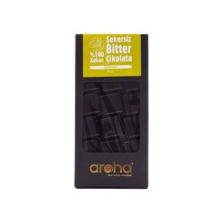 Gluten-Free – No Added Sugar – Vegan 100 Dark Bitter Chocolate Aroha Cikolata 80 gr (2.82oz)