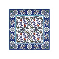 Iznik Floral Patterned 60x60 cm Ceramic Tile Set
