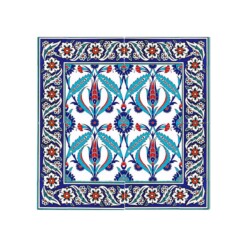 Red Tulip Patterned 60x60 cm Iznik Style Ceramic Tile Set