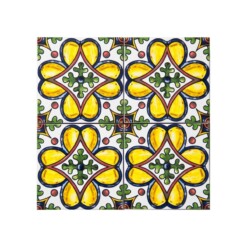 Talavera Patterned 10x10 cm Mexican Style Porcelain Tile Set (ics133) Ikbal Porselen - 4 Pieces