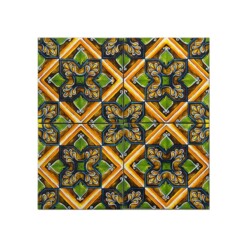 Talavera Patterned 10x10 cm Mexican Style Porcelain Tile Set (ics160) Ikbal Porselen - 4 Pieces