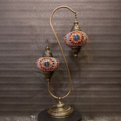Double Shade Colorful Mosaic Turkish Filigree Table Lamp